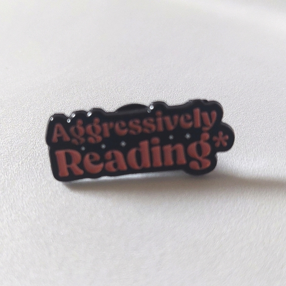 🧁 3/$30 Aggressively Reading Book Reader Enamel Pin NEW
